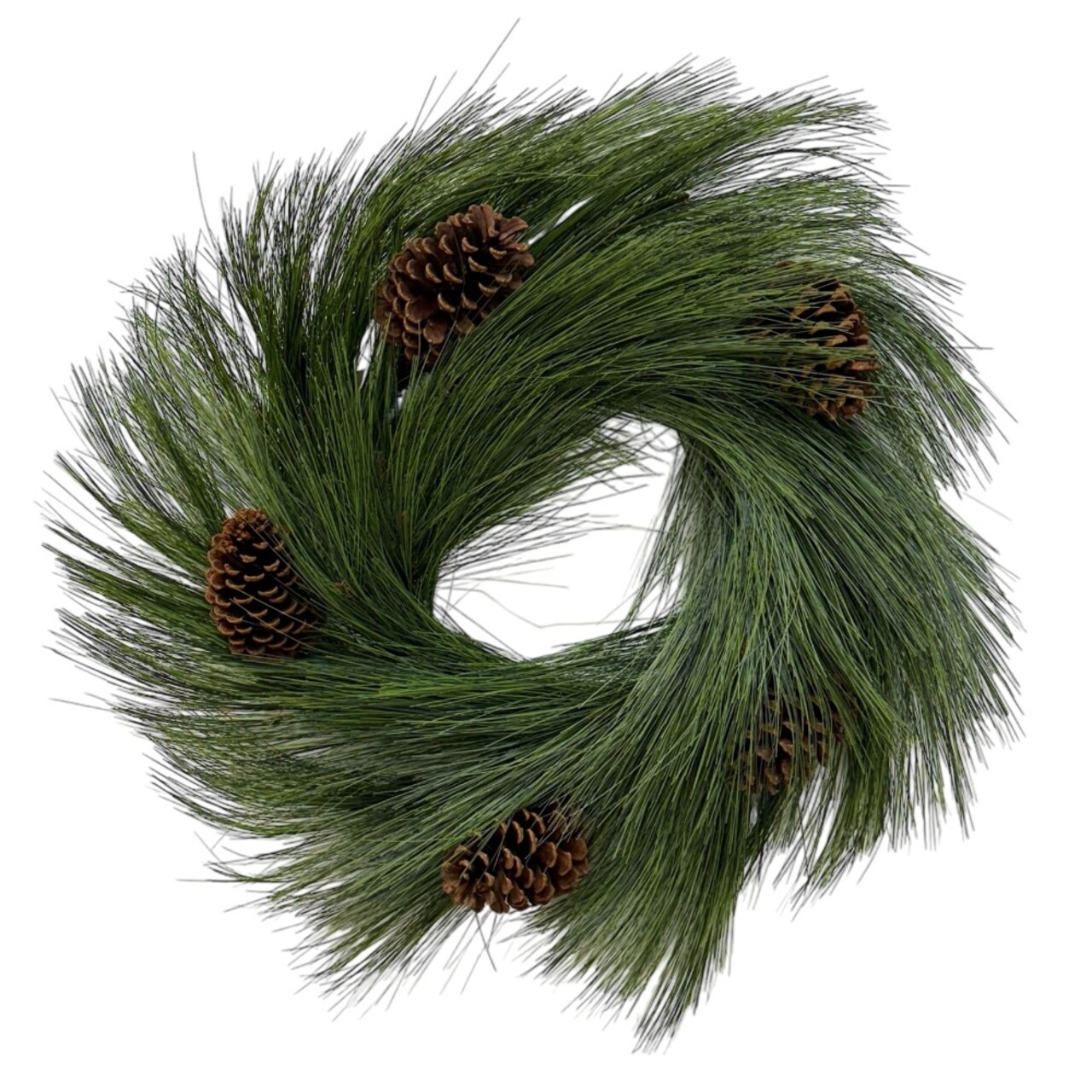 Long Pine Wreath | 24" - Christmas Holiday Elegant Door Decoration - Final sale / Non-returnable and Non-refundable